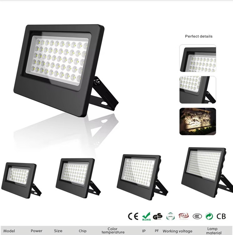 Outdoor floodlights with an IP67 waterproof rating.