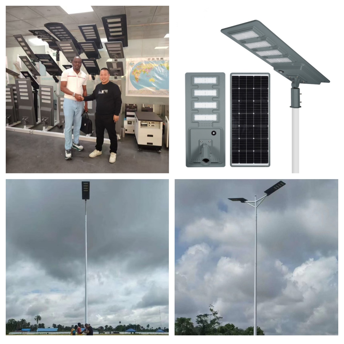 100W solar integrated street light installed in Nigeria